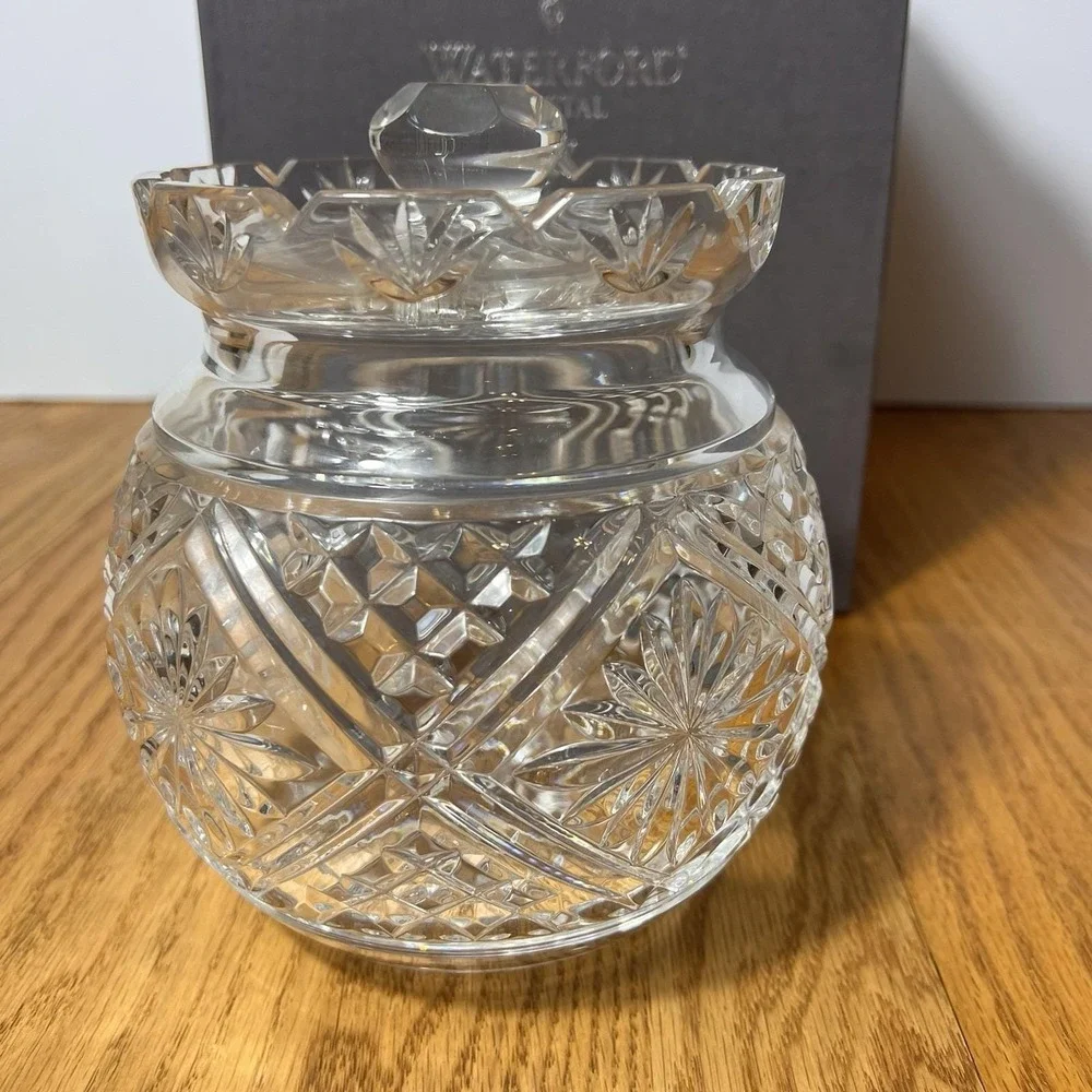 Waterford Crystal Biscuit Jar Candy Box with Lid Ireland Signed w/Original Box *